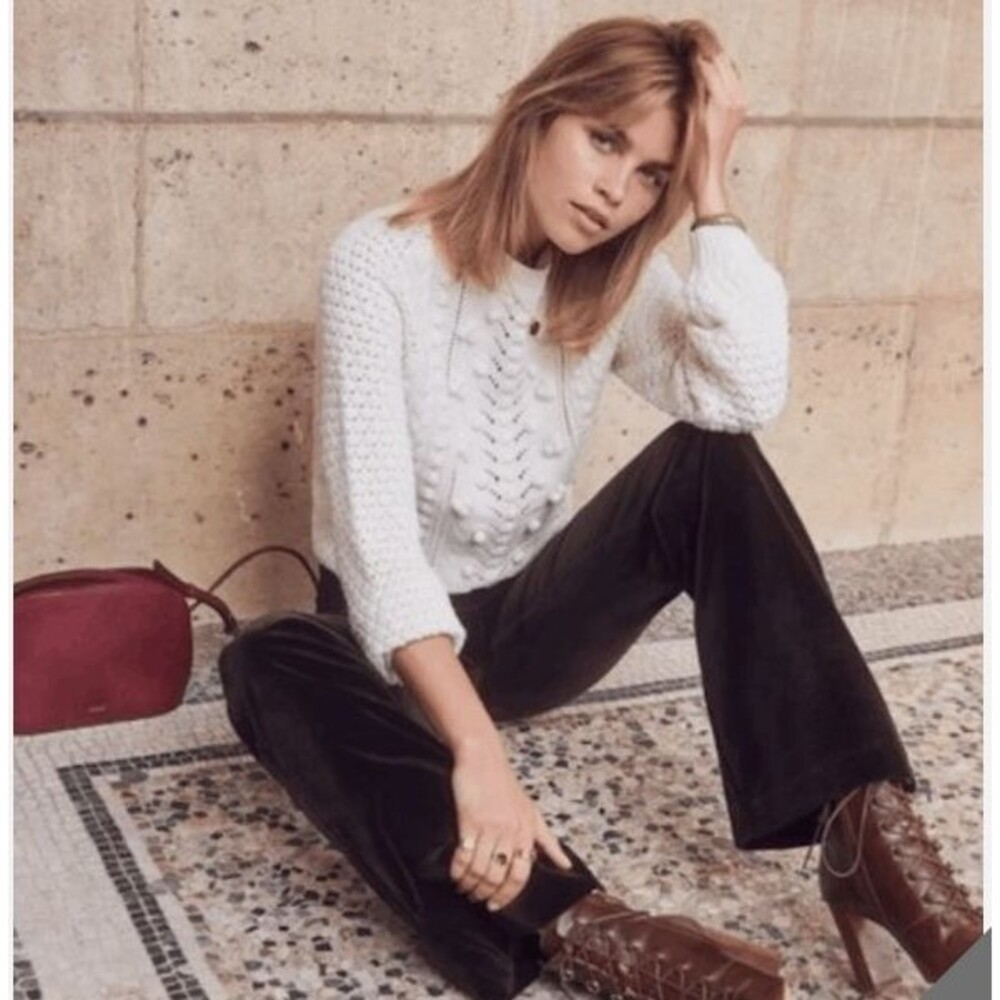 Sezane Ferdinand Trousers Dark Brown Velvet Pants Boho Cabin Size 4 (FR size 36)